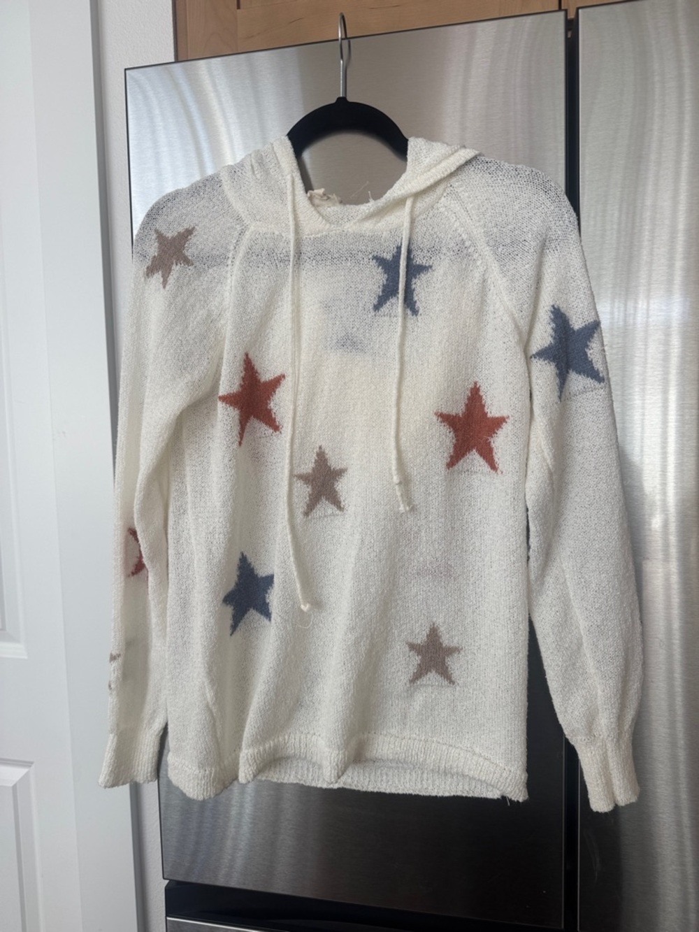 Cream Star-Print Hooded Sweater